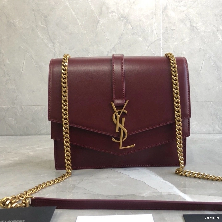 BURGUNDY LEATHER SULPICE MEDIUM YSL CHAIN BAG IN 0821